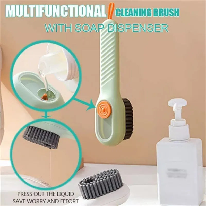 Shoe cleaning brush with soap dispenser