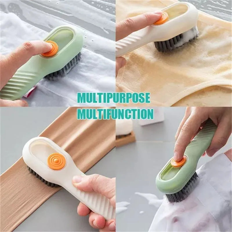 Shoe cleaning brush with soap dispenser