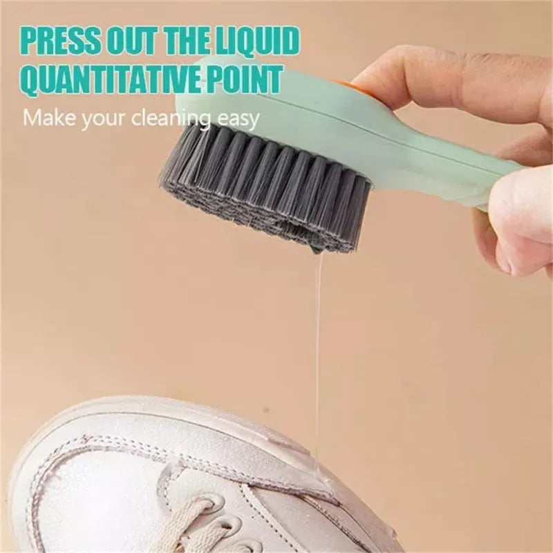 Shoe cleaning brush with soap dispenser